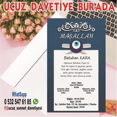 UCUZ SÜNNET DAVETİYESİ - 3 - BİLGİ ve SİPARİŞ İÇİN WHATSAPP : 0 532 547 61 85
