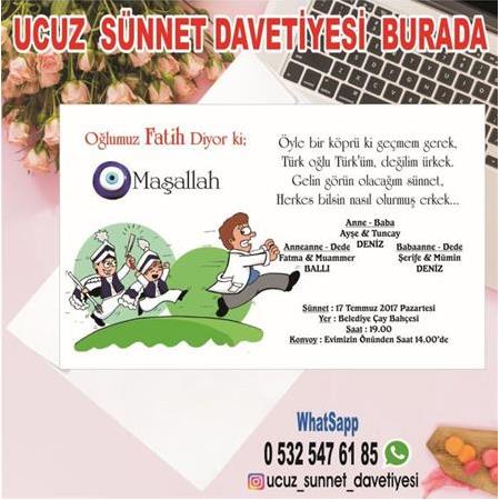 UCUZ SÜNNET DAVETİYESİ - A6 - BİLGİ ve SİPARİŞ İÇİN WHATSAPP : 0 532 547 61 85