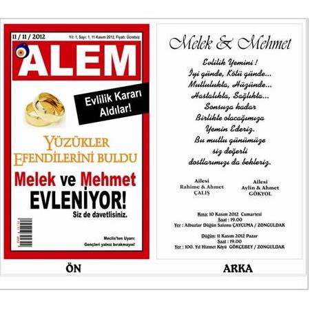 ALEM DERGİSİ ÇİFT YÖN DAVETİYE 500 ADET 200 TL - NO: 209 - BİLGİ-NUMUNE İÇİN WHATSAAP:0532 547 61 85