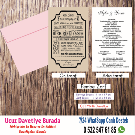 DEDİKODU DAVETİYE 500 ADET 200 TL (zarfsız)- BİLGİ İÇİN WHATSAAP : 0532 547 61 85