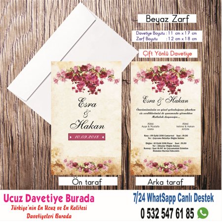 VİNTAGE UCUZ DAVETİYE 500 ADET 200 TL - BİLGİ-NUMUNE-SİPARİŞ İÇİN WHATSAAP : 0532 547 61 85