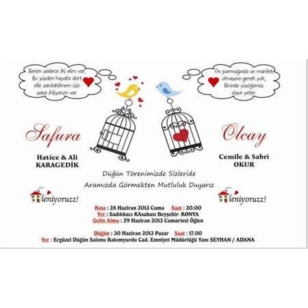 KUŞLAR GİBİ DAVETİYE 500 ADET 150 TL - NO : 286 - BİLGİ-SİPARİŞ-NUMUNE İÇİN WHATSAAP: 0532 547 61 85