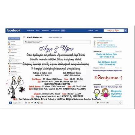 FACEBOOK DÜĞÜN DAVETİYESİ - 500 ADET DAVETİYE : 150 TL - BİLGİ-NUMUNE İÇİN WHATSAAP : 0532 547 61 85