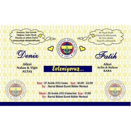 FENERBAHÇE TARAFTAR UCUZ DAVETİYE 500 ADET 150 TL - BİLGİ-NUMUNE İÇİN WHATSAAP : 0532 547 61 85