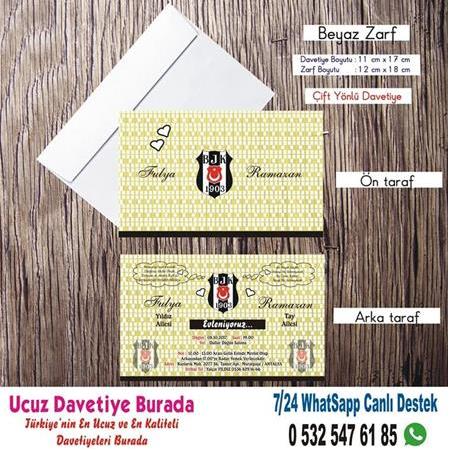 Beşiktaşlı Ucuz Düğün Davetiyeleri - 500 Adet Davetiye 200 TL(zarfsız)-113-WHATSAPP: 0 532 547 61 85