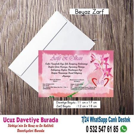 Çiçekli Ucuz Düğün Davetiyeleri - 500 Adet Davetiye 150 TL (zarfsız) -111- WHATSAAP: 0 532 547 61 85