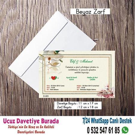 Çiçekli Ucuz Düğün Davetiyeleri - 500 Adet Davetiye 150 TL (zarfsız) -115- WHATSAAP: 0 532 547 61 85