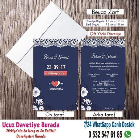 Dantelli Ucuz Düğün Davetiyeleri -500 Adet Davetiye 200 TL (zarfsız) -119- WHATSAAP: 0 532 547 61 85