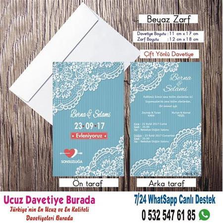 Dantelli Ucuz Düğün Davetiyeleri -500 Adet Davetiye 200 TL (zarfsız) -127- WHATSAAP: 0 532 547 61 85