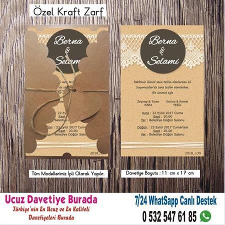 Dantelli Ucuz Düğün Davetiyeleri -500 Adet Davetiye 150 TL (zarfsız) -122- WHATSAAP: 0 532 547 61 85