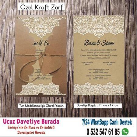 Dantelli Ucuz Düğün Davetiyeleri -500 Adet Davetiye 150 TL (zarfsız) -136- WHATSAAP: 0 532 547 61 85