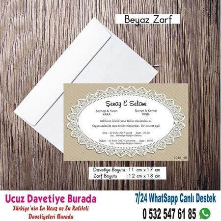 Dantelli Ucuz Düğün Davetiyeleri -500 Adet Davetiye 150 TL (zarfsız) -139- WHATSAAP: 0 532 547 61 85