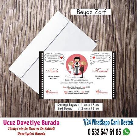 Karikatürlü Ucuz Davetiyeler - 500 Adet Davetiye 150 TL (zarfsız) -1001- WHATSAAP : 0 532 547 61 85