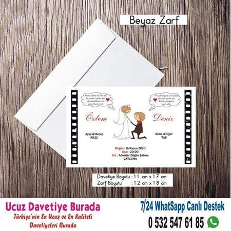 Karikatürlü Ucuz Davetiyeler - 500 Adet Davetiye 150 TL (zarfsız) -10006- WHATSAAP : 0 532 547 61 85