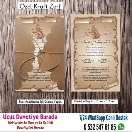 Osmanlı Tuğrası Düğün Davetiyeleri - 500 Adet Davetiye 150 TL(zarfsız)-10- WHATSAAP: 0 532 547 61 85
