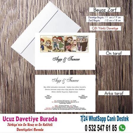 Yukarı Bak Ucuz Düğün Davetiyeler-500 Adet Davetiye 200 TL (zarfsız) -4- WHATSAAP: 0 532 547 61 85